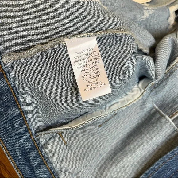 Umgee Blue Denim Jacket with Brown Star Accents size M - Picture 5 of 9